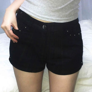 Street Studded Plain Skinny Shorts