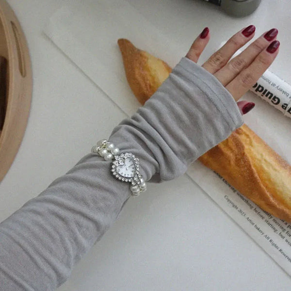 Heart watch pearl bracelet