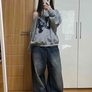 Casual Vintage Washed Denim Long Pants