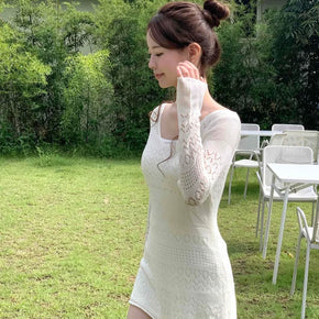Subtle autumn mini knit dress