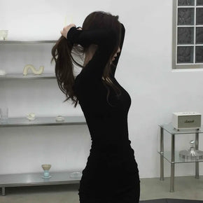 Modern Plain V-Neck Mini Dress