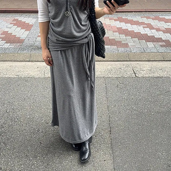 Manny Wrap Maxi Long A-Line Flare Skirt