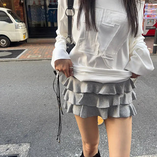 Love Frill Tiered Cotton A-Line Mini Skirt Pants