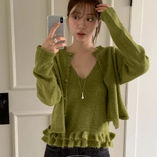 Aileen Sleeveless Frill Cardigan Set