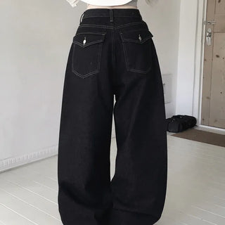 Fit Back Pocket Denim Wide Long Pants