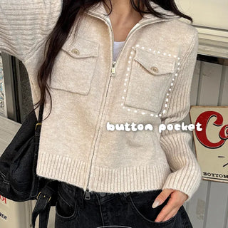 Aro Ribbed Knit Zip-up