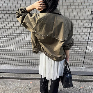 Creek Western Studded Oversized Blouson Bomber Jacket