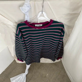 Tinted Color Block Stripe Oversized Long Sleeve Sweatshirt
