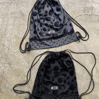 Velvet Dot String Drawstring Peddler Backpack