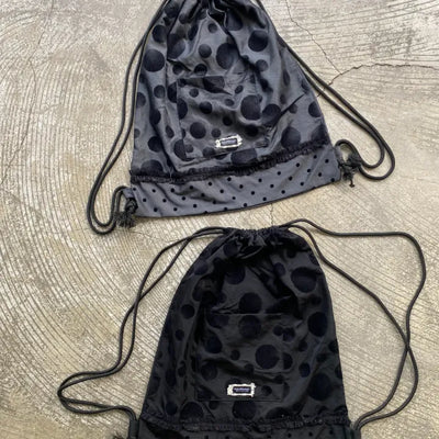 Velvet Dot String Drawstring Peddler Backpack