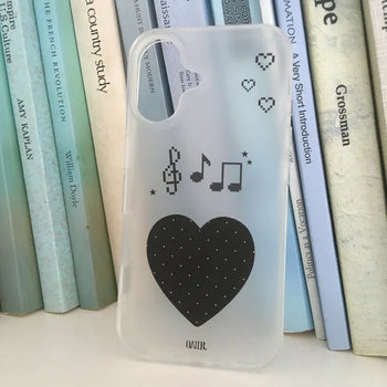 Seto Musical Note Black Dot Heart Translucent Hard iPhone Case