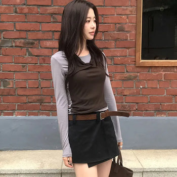 Ront Suede Wrap Skirt Pants Belt Set/Skirt Pants/Belt Skirt/Skirt Pants/Mini Skirt