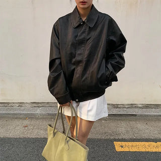 Serene Mood Oversized Leather Jacket
