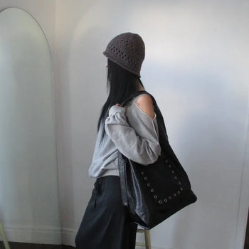 Pocket Eyelet Shoulder Bag (2 colors)