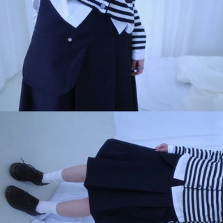 Pocket Pleated Midi Skirt