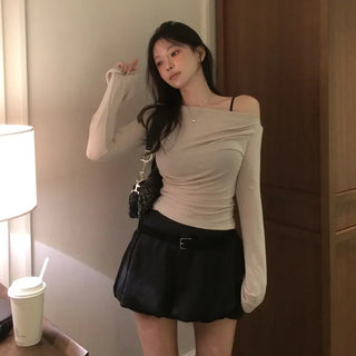 Sneding Draping Off-Shoulder T-shirt
