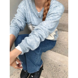 Loco Color Block V-neck Knit (4 colors)