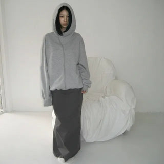 curved hoodie zip-up