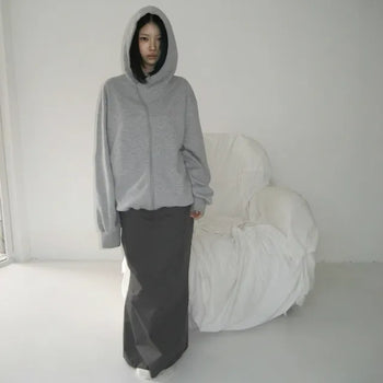 curved hoodie zip-up