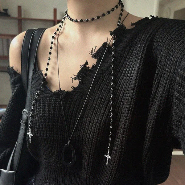 Cross Pearl Chain Necklace