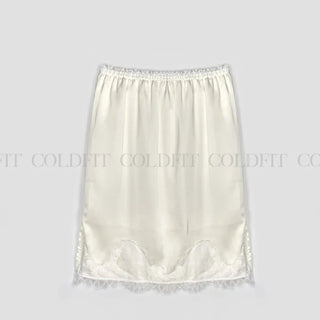 satin lace midi skirt