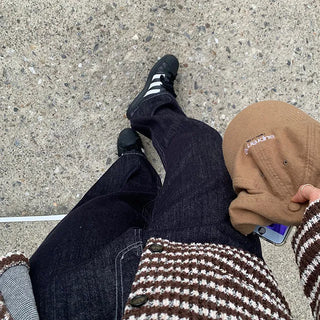 Non-Faded Raw Denim Wide Pants