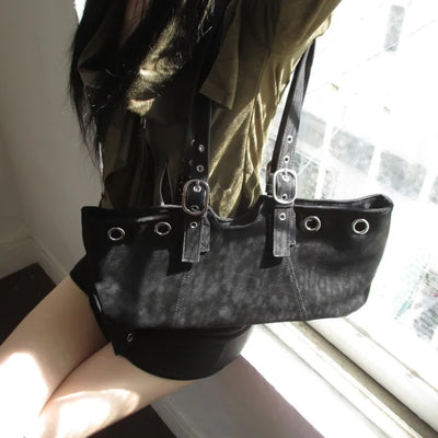 Eyelet Suede Shoulder Bag (4 colors)