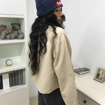 Street Color-Block Collar Trench Jacket