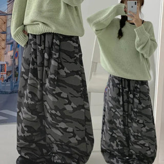 Chihiro Camo Double Pintuck String Wide Pants