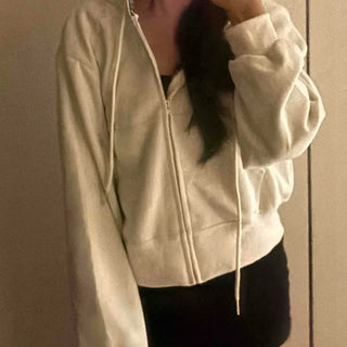 Simple Check Plain Zip-up Hoodie