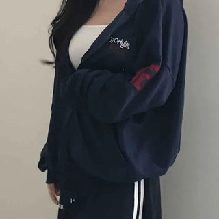 Daily 92 Embroidery Oversized Zip-up Hoodie