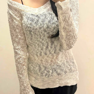 Feminine See-through V-neck Knit