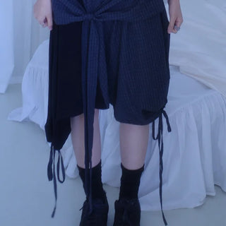 Checkered Asymmetrical Midi Skirt