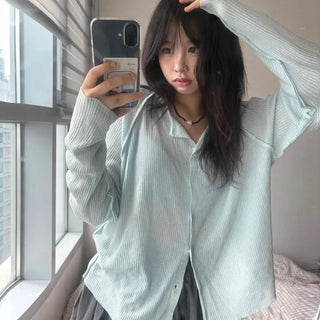 Delicate Loose Fit Summer Ribbed Cardigan