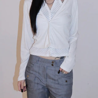 DOT Sleeveless Layered Cardigan