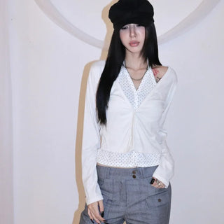 DOT Sleeveless Layered Cardigan