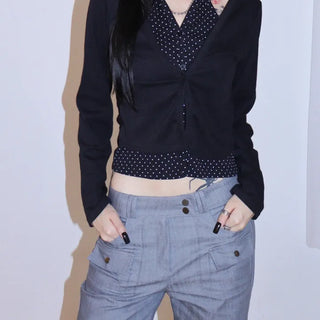 DOT Sleeveless Layered Cardigan