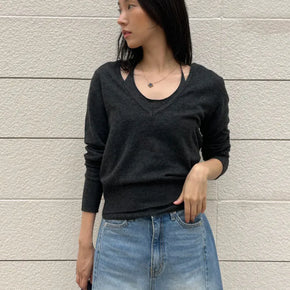 FINN Halterneck Crew Layered Knit