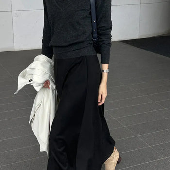 26 LOWEN Suede Holey Flare Skirt