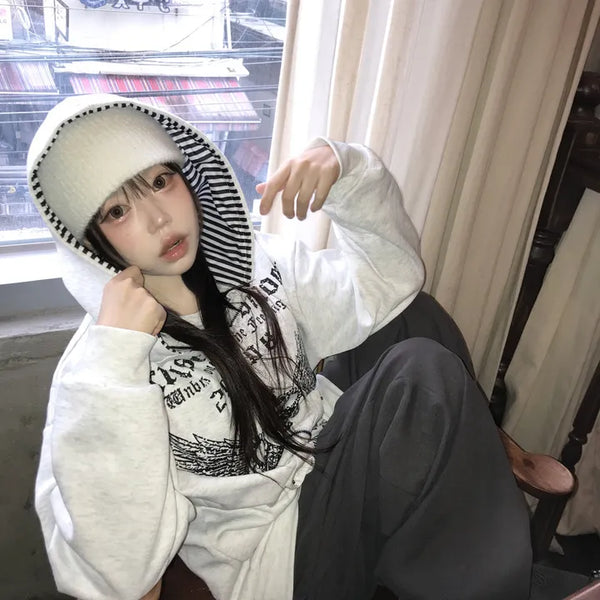 Y2K Mike Punk Hip Crown Wing Zip-up Hoodie
