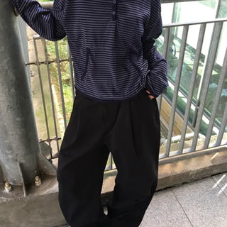 Peach Striped Button Hoodie