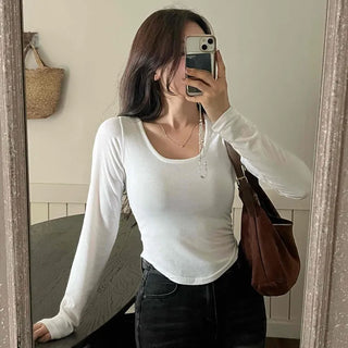 Nova Rounded Hem Square Neck Long Sleeve T-shirt