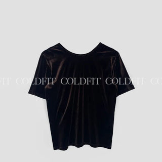 Backless velvet T-shirt