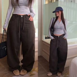Foil D String Denim Wide Pants