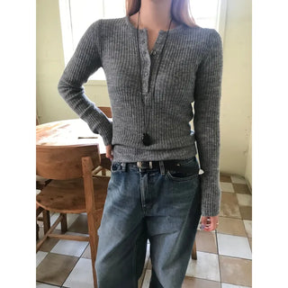 Marron Henley Neck Knit (5 colors)