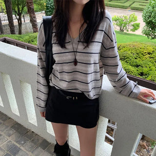 Rib Stripe V-Neck Knit 2 colors