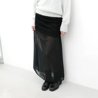 shirring long skirt