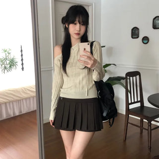 Ribbon One-Shoulder Knit (4 colors)