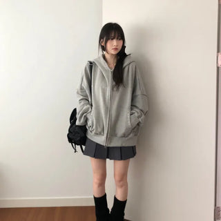 Studded Two-Way Zip-Up Hoodie (3 colors)