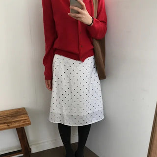 Dot Chiffon Midi Skirt